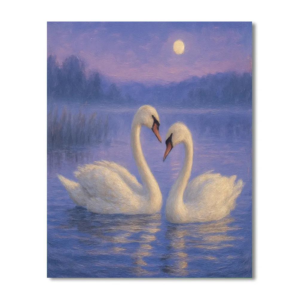 Misty Swan Lake Twilight Numbered painting kits