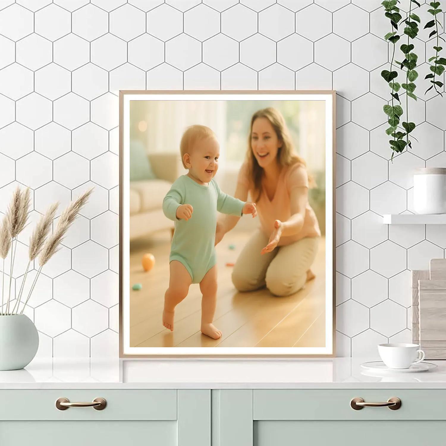 First Steps With Loving Mother paint by color