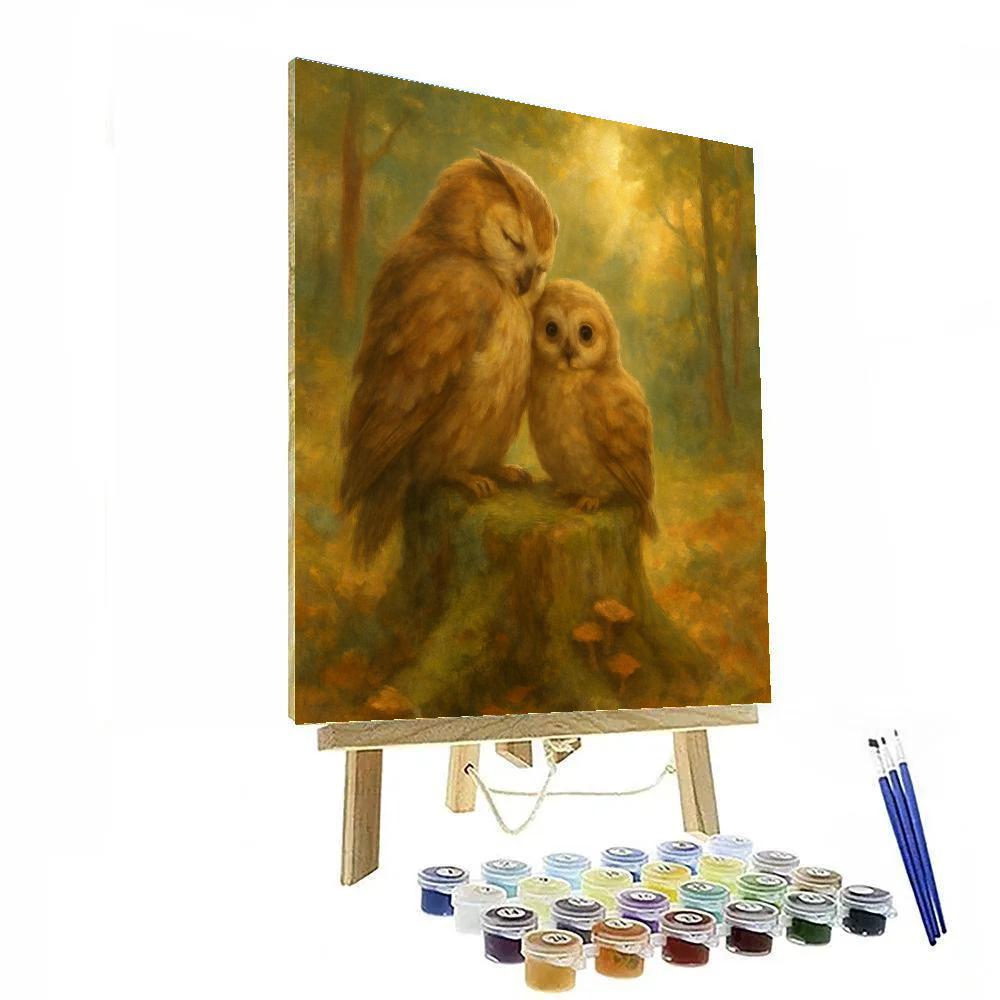 Owls In Golden Clearing paint by numbers