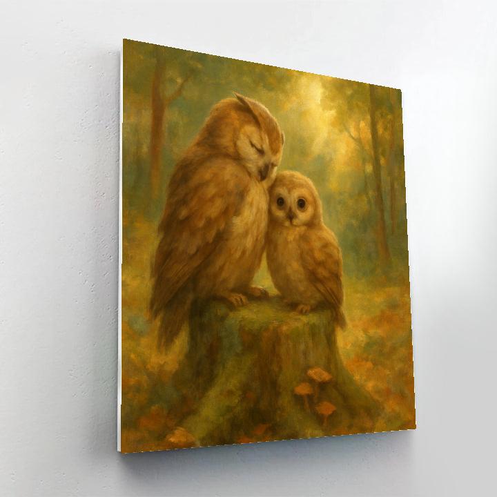 Owls In Golden Clearing paint by numbers
