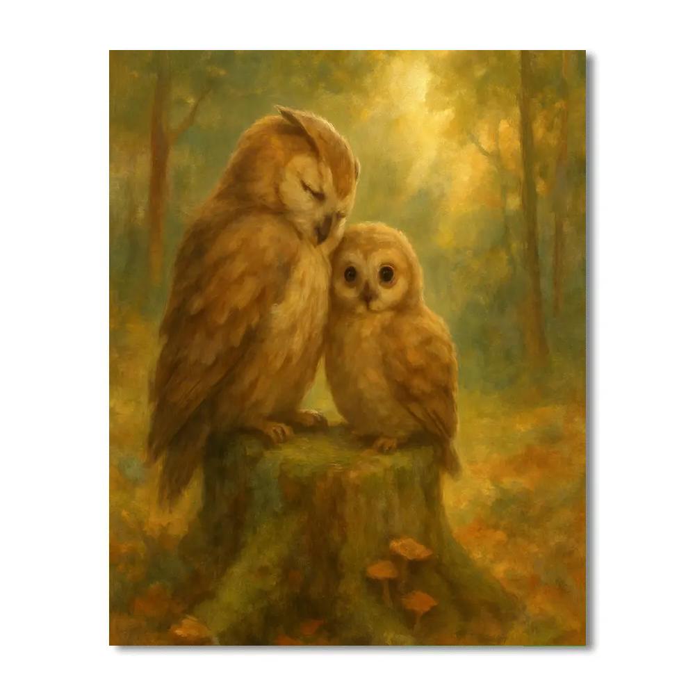 Owls In Golden Clearing paint by numbers