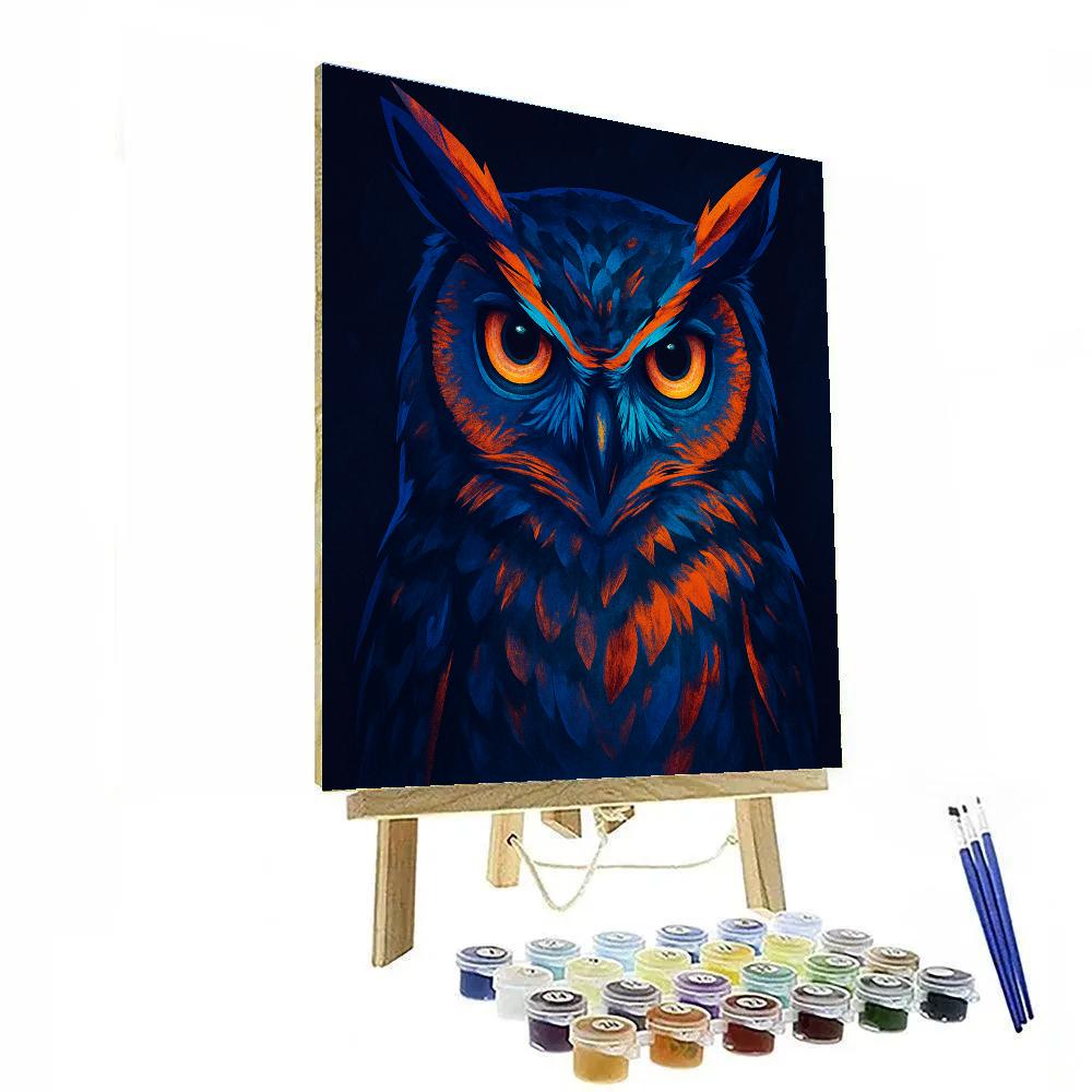 Vibrant Owl Of Neon Study Paint by numbers art
