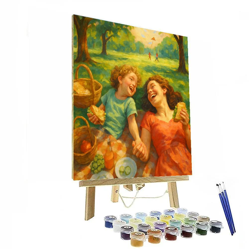 Picnic Blanket Laughs With Mother Paint by numbers kits