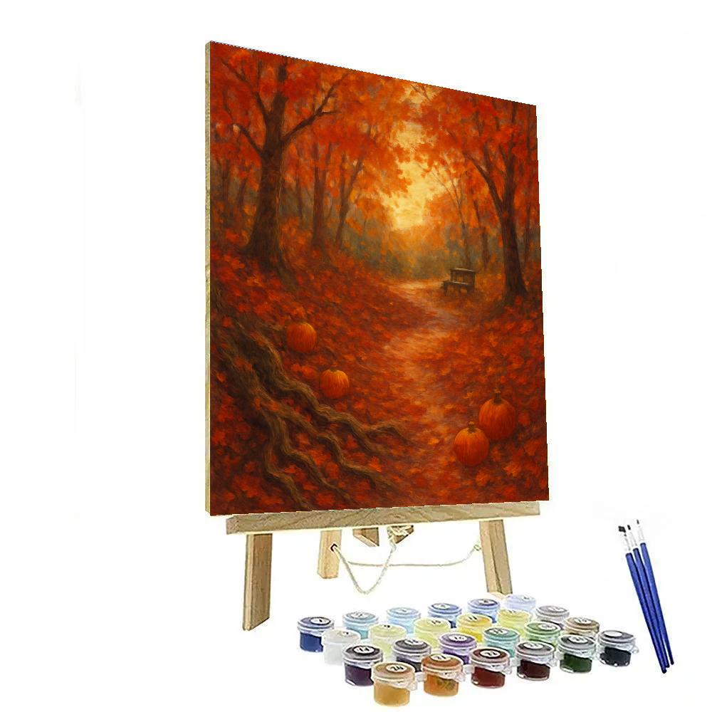 Forest Path Of Amber Leaves Number painting