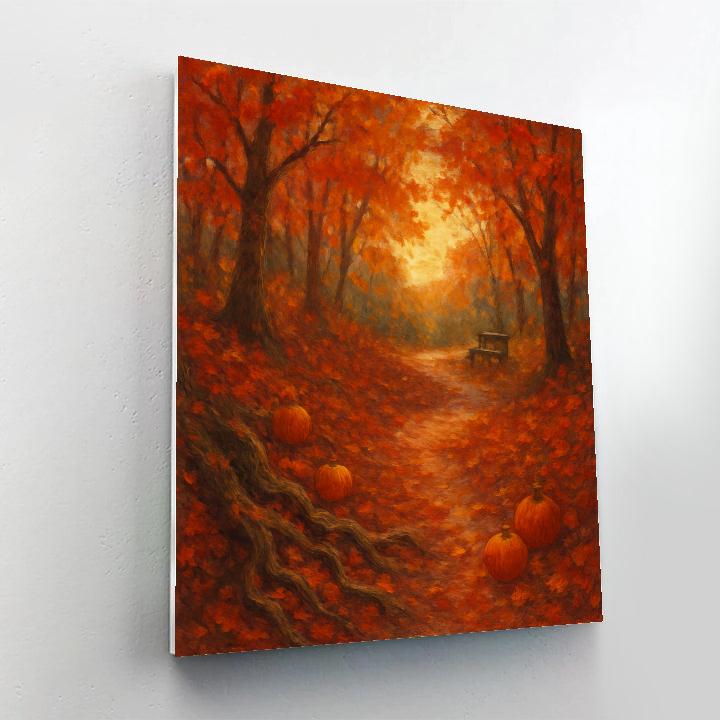 Forest Path Of Amber Leaves Number painting