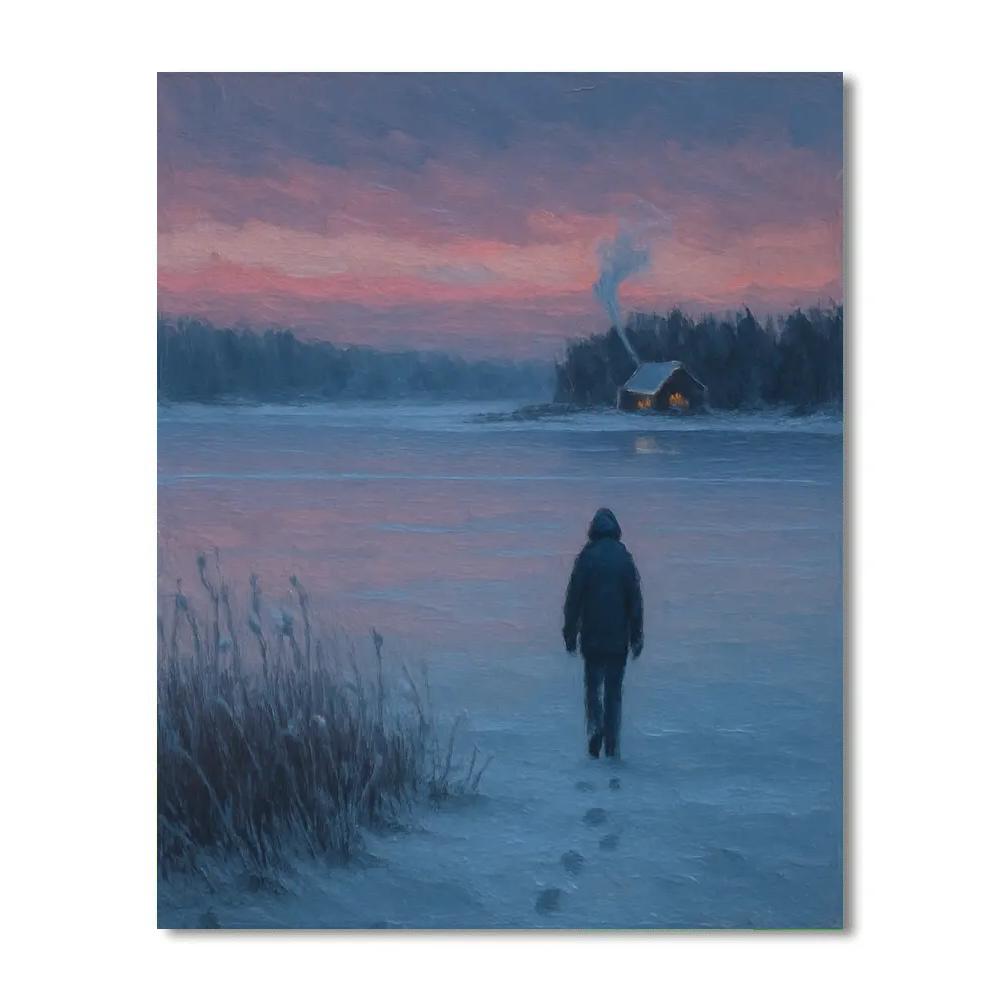 Winter Silence On Frozen Lake Painting by numbers kit