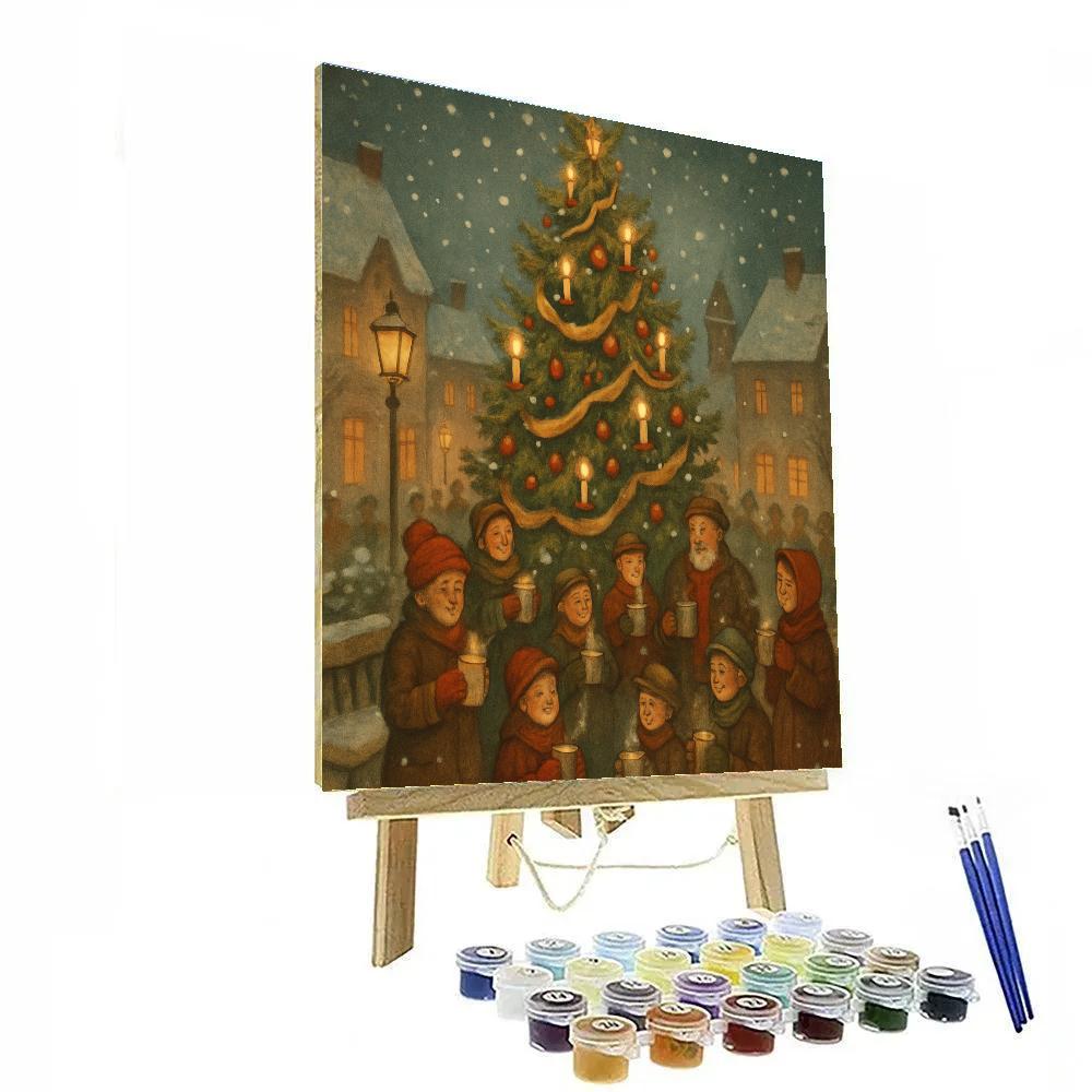 Town Square Evergreen Glow Paint by numbers art