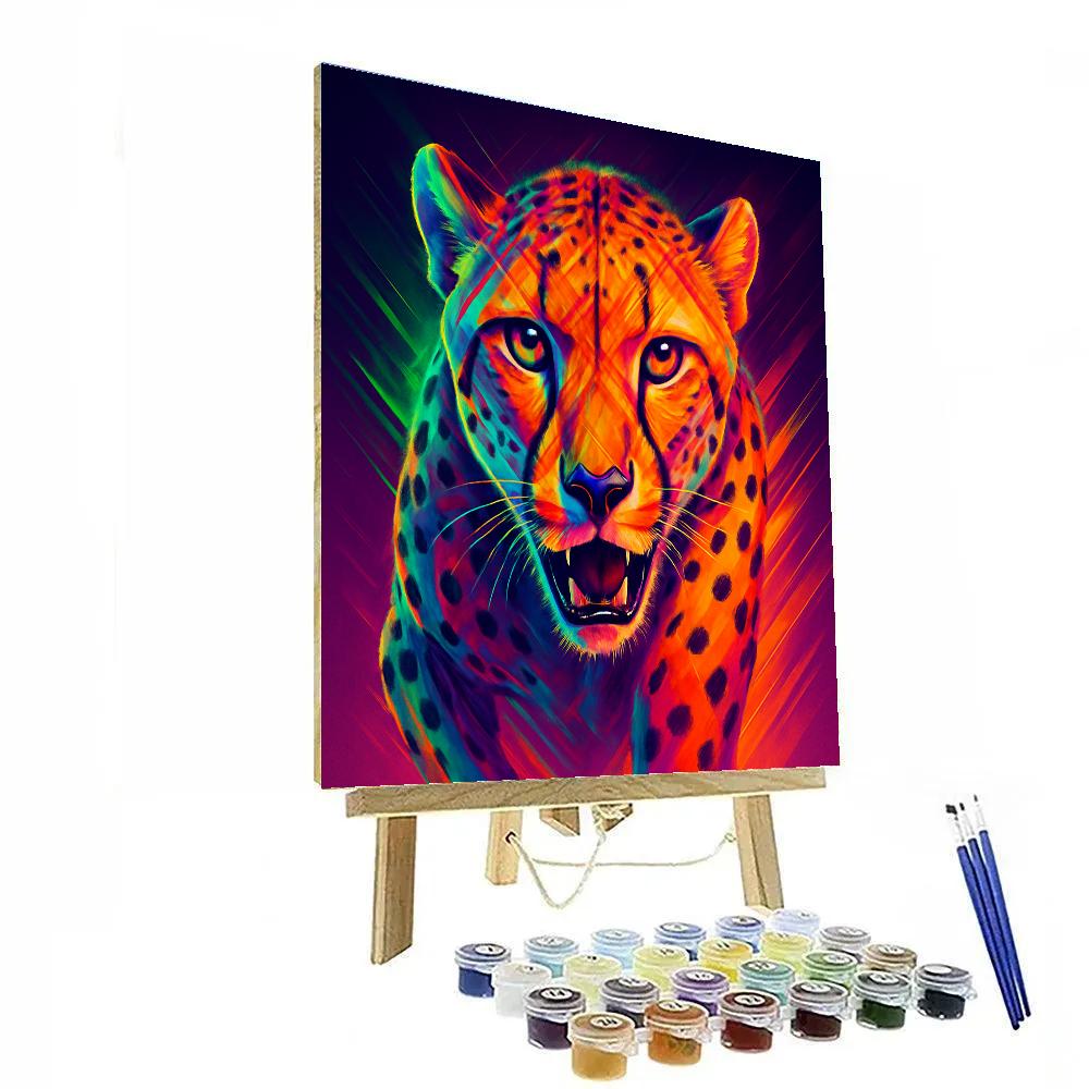 Crowned Cheetah In Color Burst painting number kit