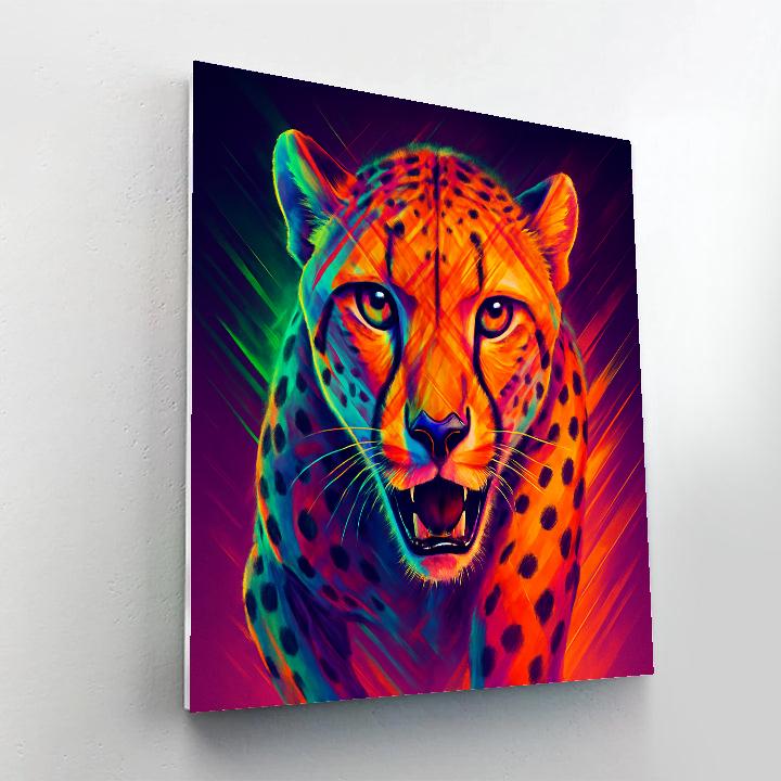 Crowned Cheetah In Color Burst painting number kit