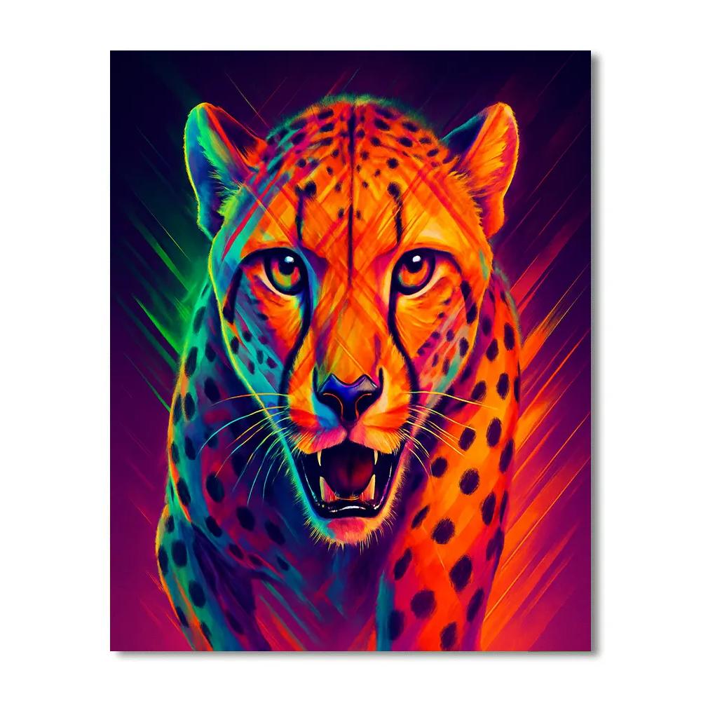 Crowned Cheetah In Color Burst painting number kit