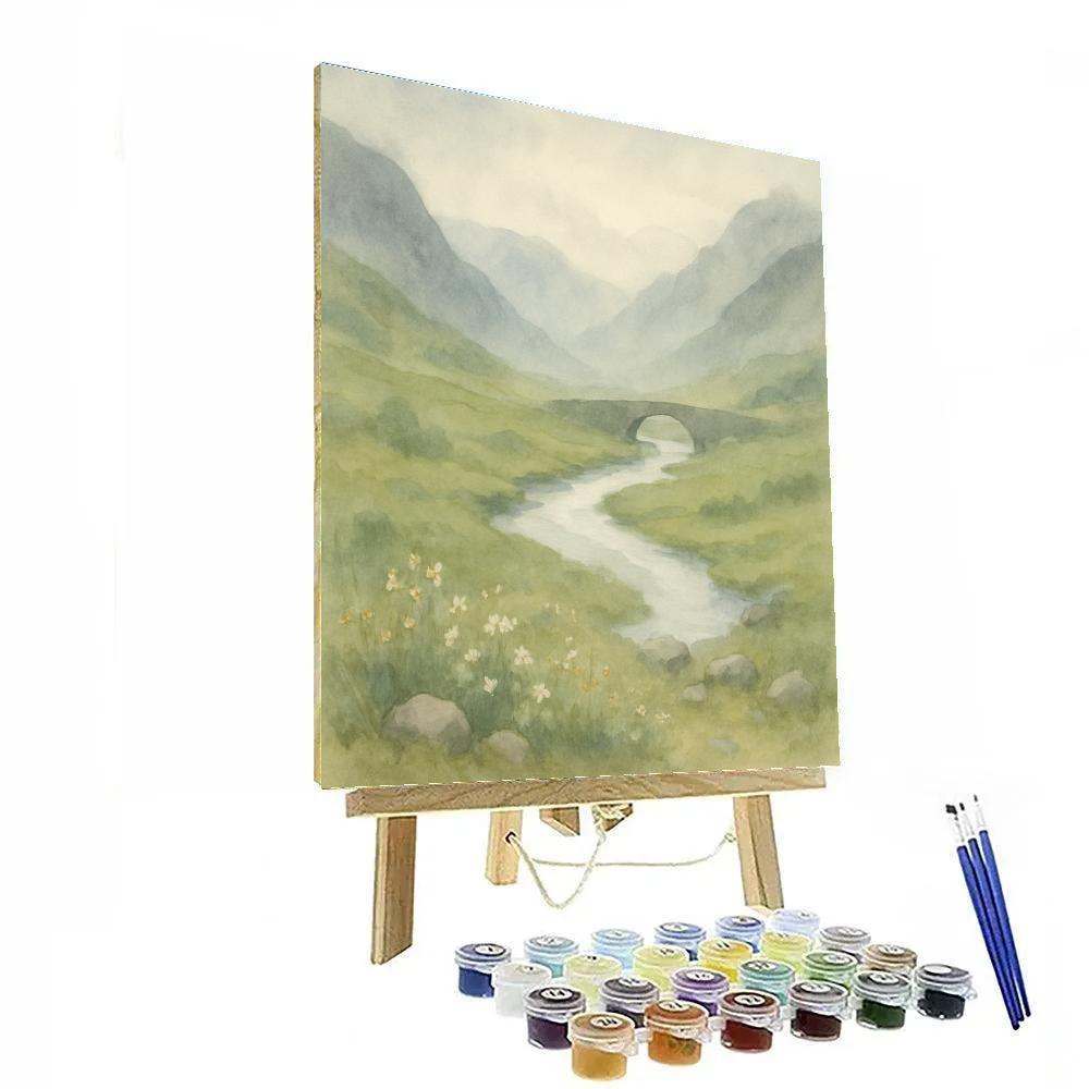 Misty Valley With Silver River paint by number