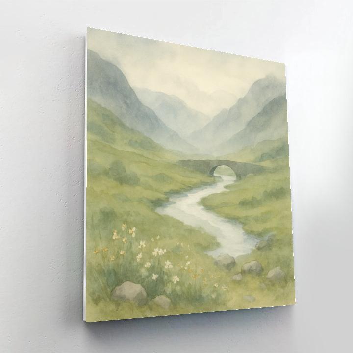 Misty Valley With Silver River paint by number