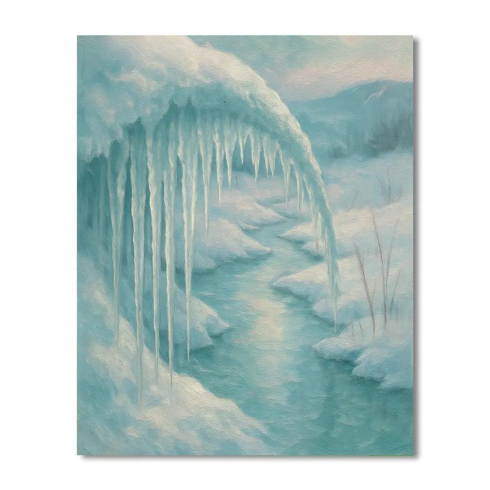 Icicle Arc Over Frozen Stream painting number kit