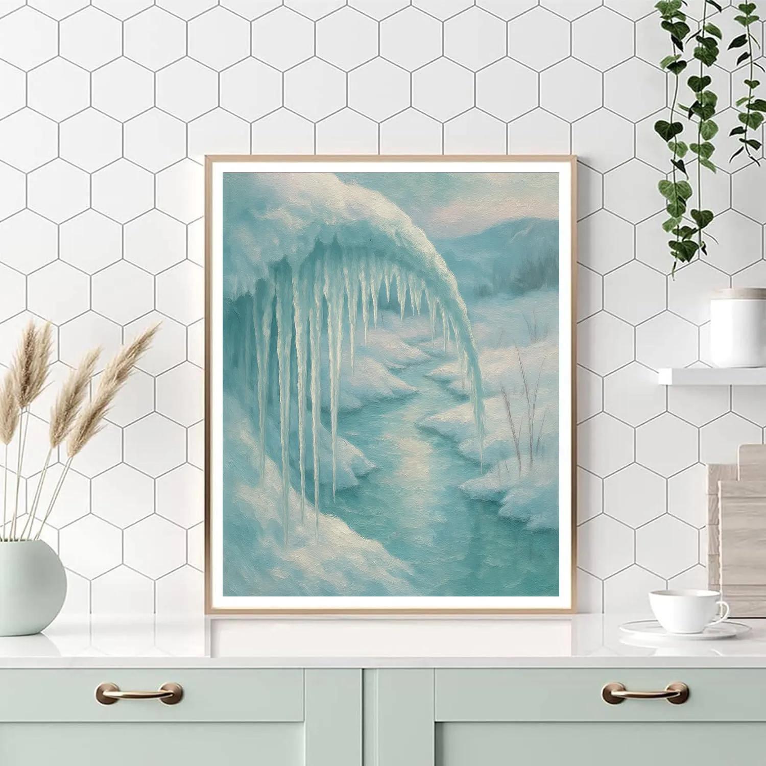 Icicle Arc Over Frozen Stream painting number kit
