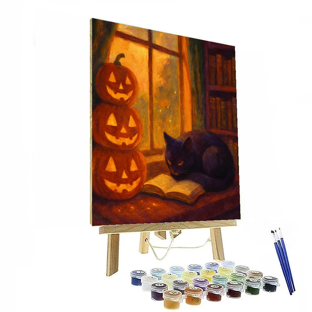 Cozy Haunted Library Nook paint by number