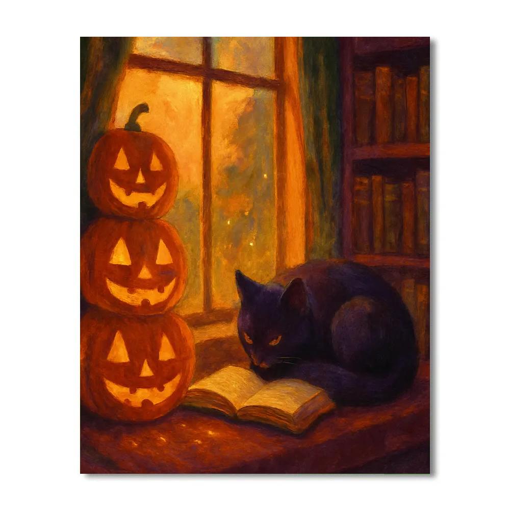 Cozy Haunted Library Nook paint by number