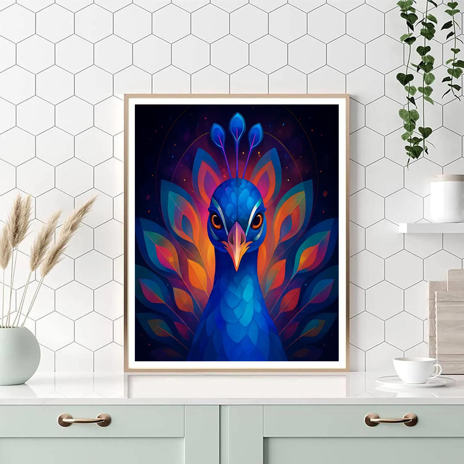 Peacock Prism Portrait painting number kit