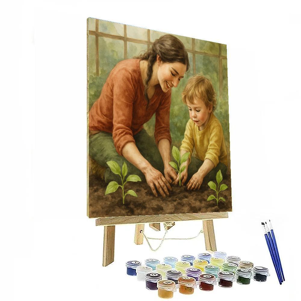 Mother And Child Garden Planting Paint by numbers kits