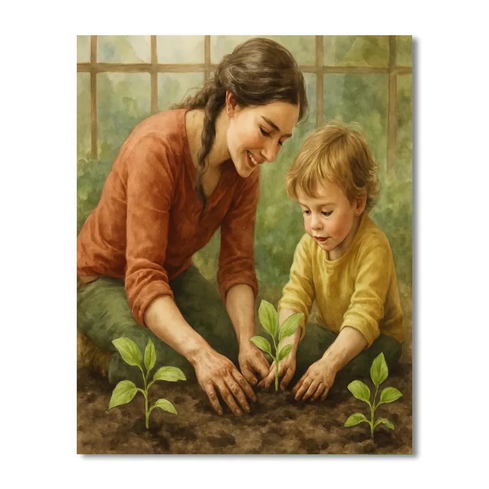 Mother And Child Garden Planting Paint by numbers kits