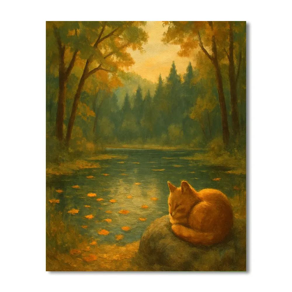 Forest Glen With Floating Leaves Paint by numbers kits