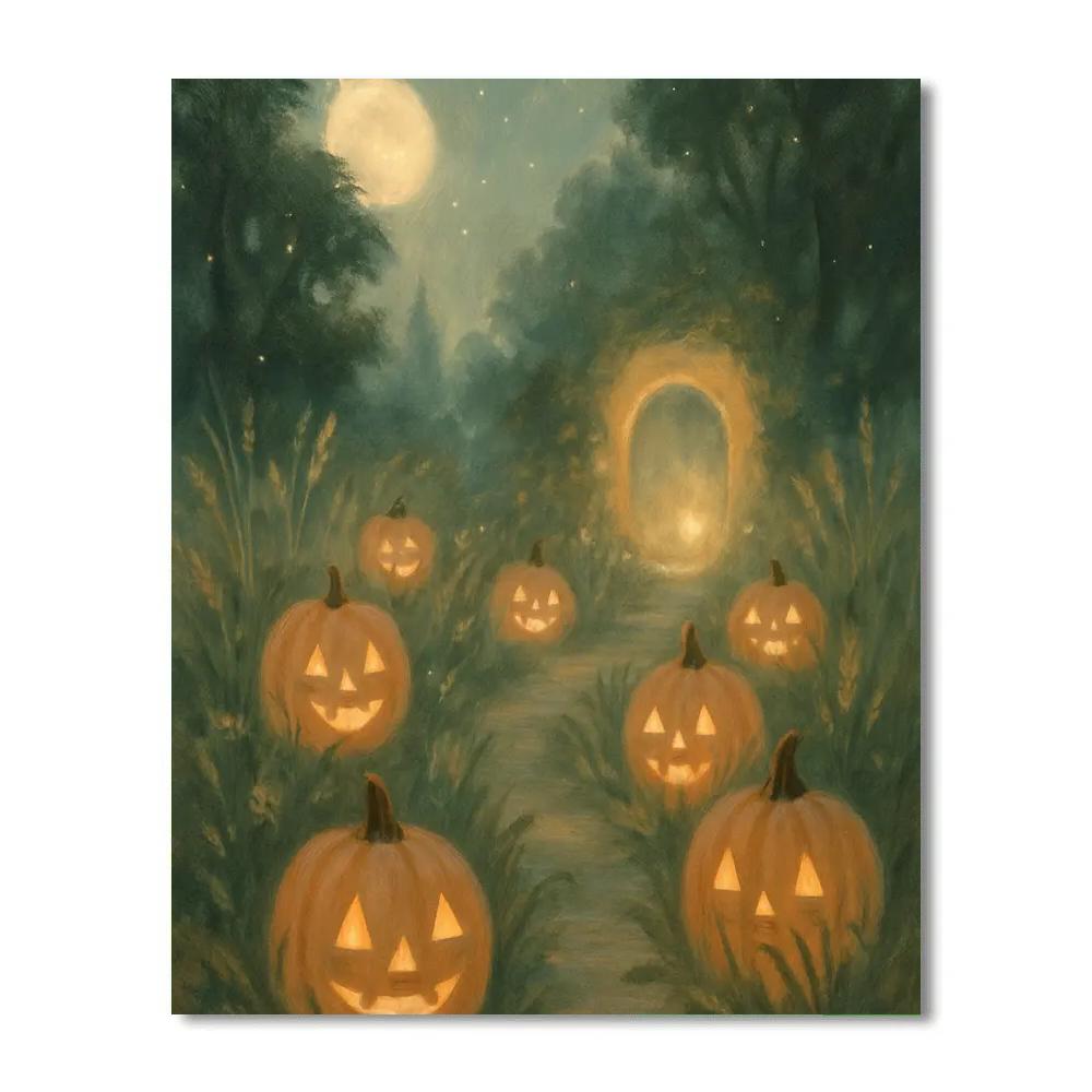 Moon Garden Of Whispering Pumpkins paint by numbers