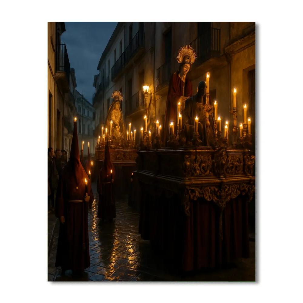 Semana Santa Procession Slow Walk paint by color