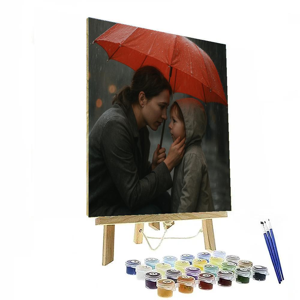 Rainy Day Umbrella Close Embrace paint by numbers