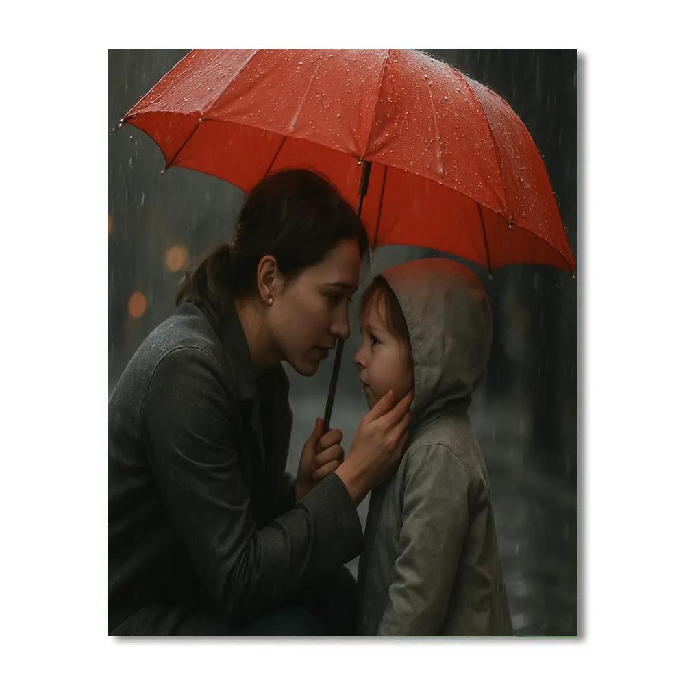 Rainy Day Umbrella Close Embrace paint by numbers