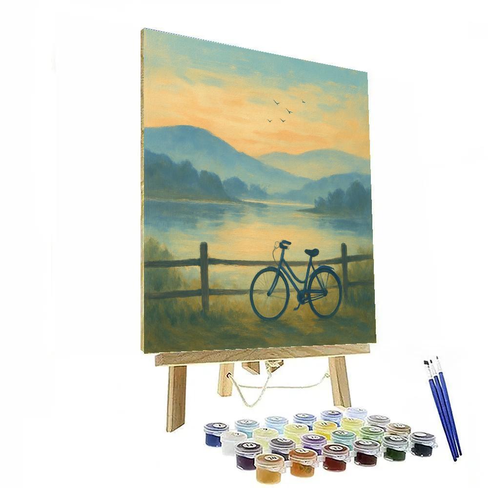 Dawn Mist Over Rolling Hills Lake Painting by numbers kit