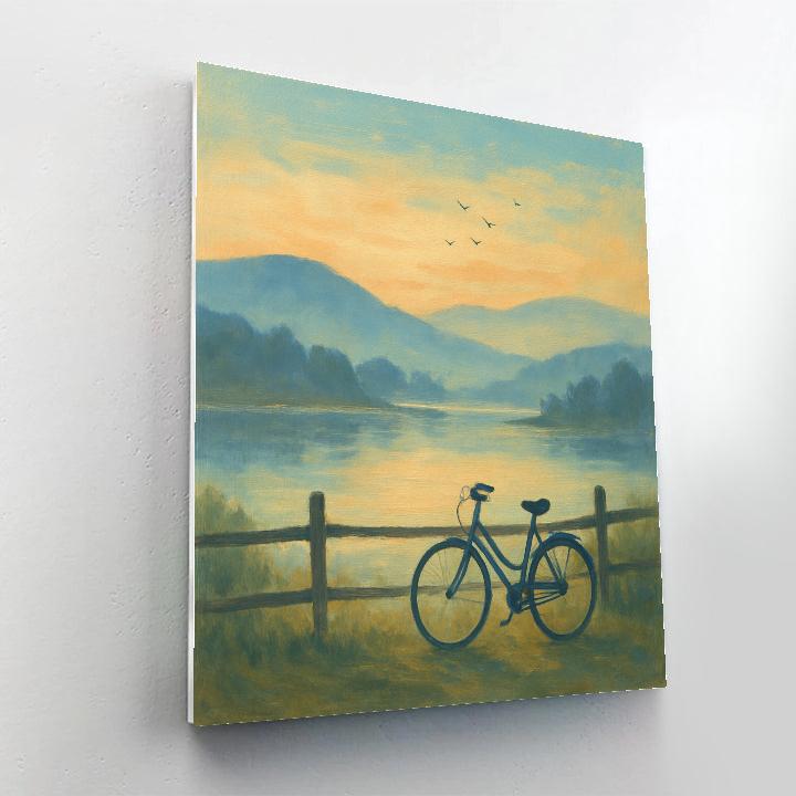 Dawn Mist Over Rolling Hills Lake Painting by numbers kit