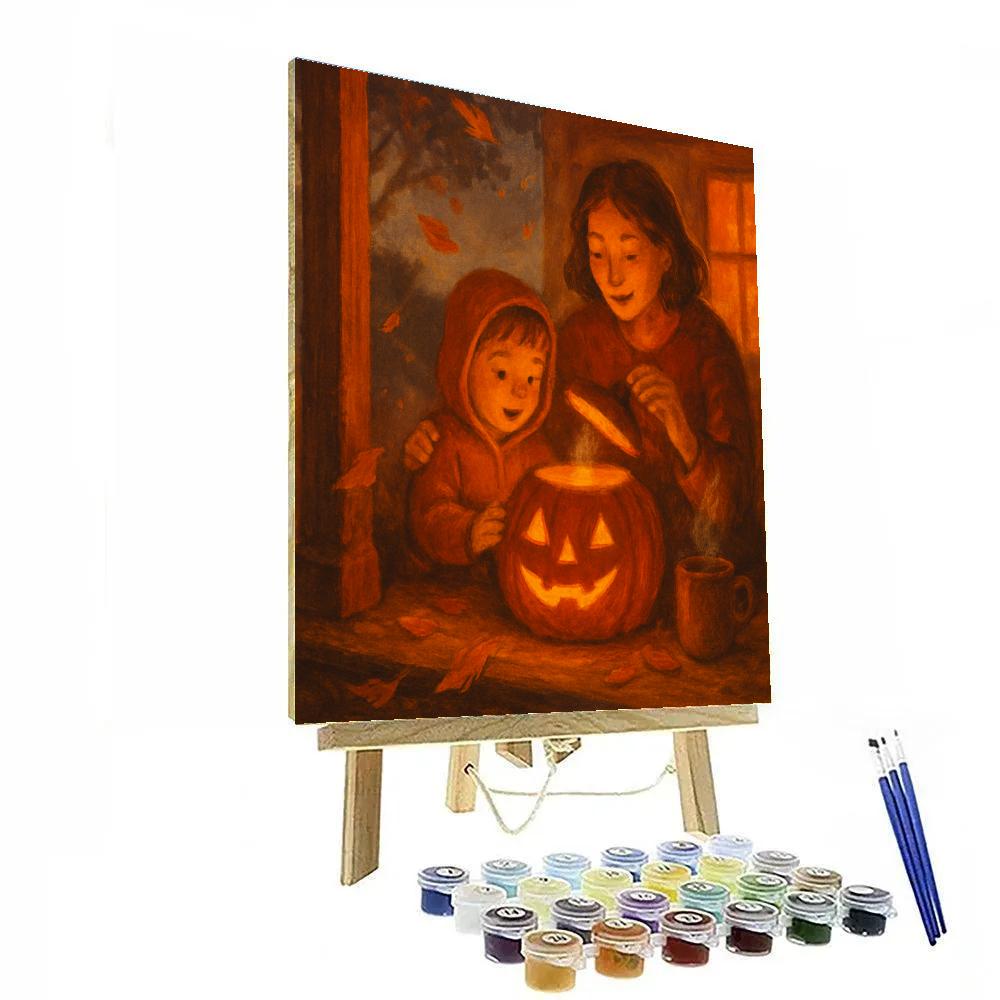 Porch Story With Pumpkin Lanterns Number painting