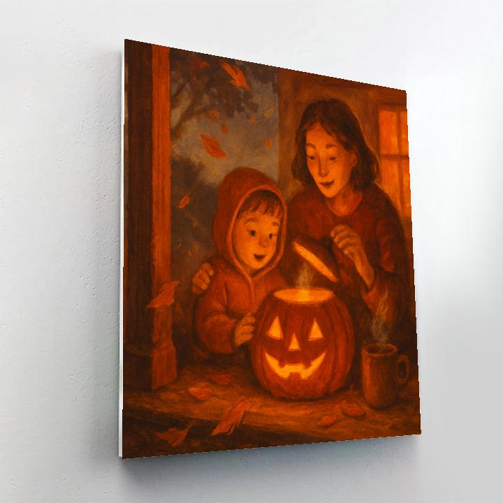 Porch Story With Pumpkin Lanterns Number painting