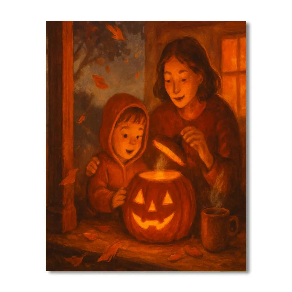 Porch Story With Pumpkin Lanterns Number painting