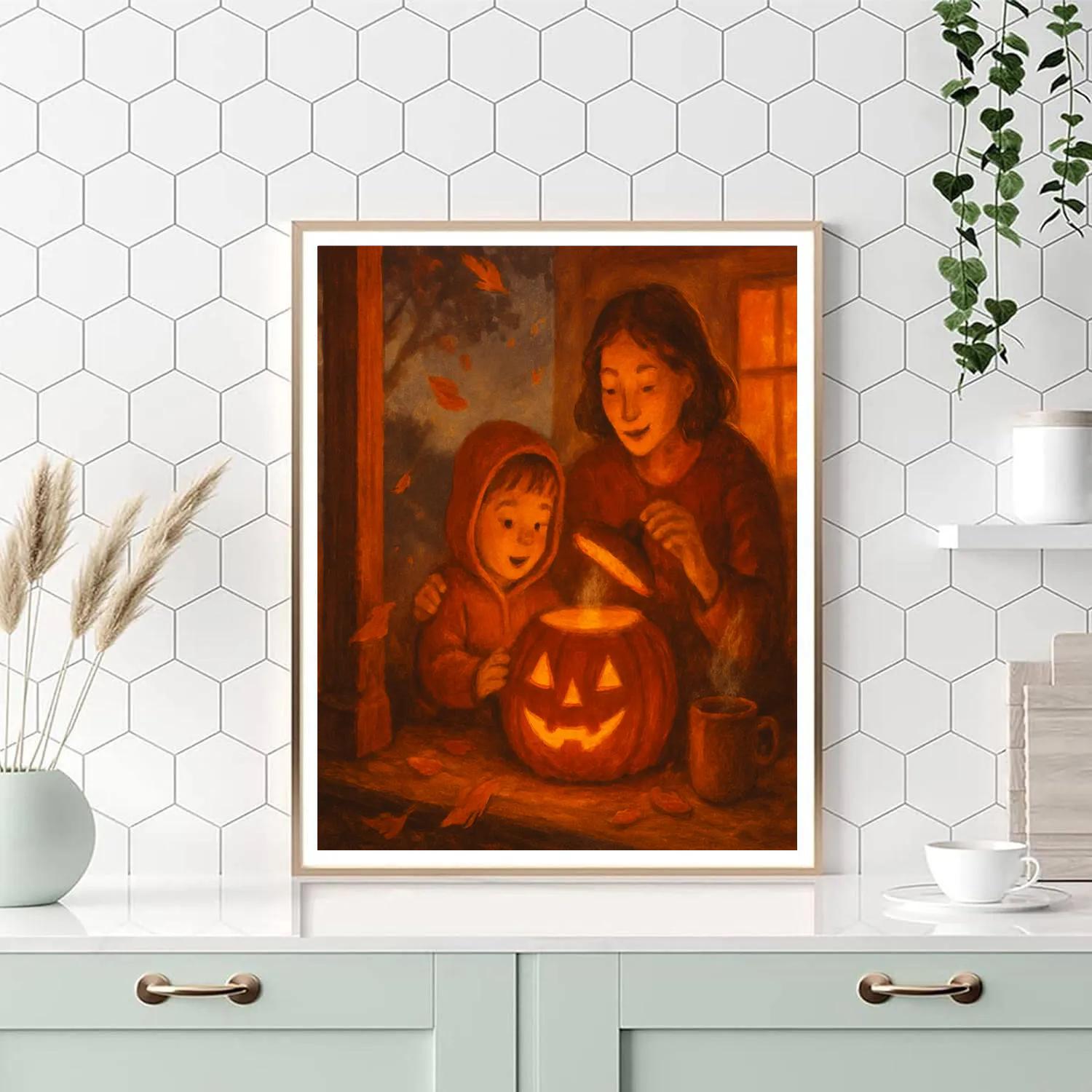 Porch Story With Pumpkin Lanterns Number painting