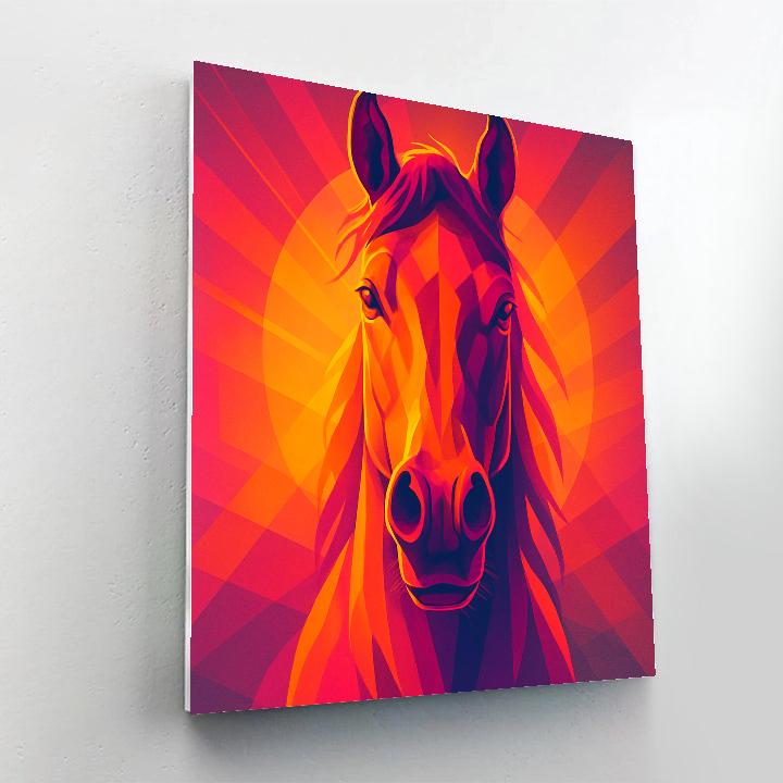 Sunset Horse In Geometric Glow paint by number