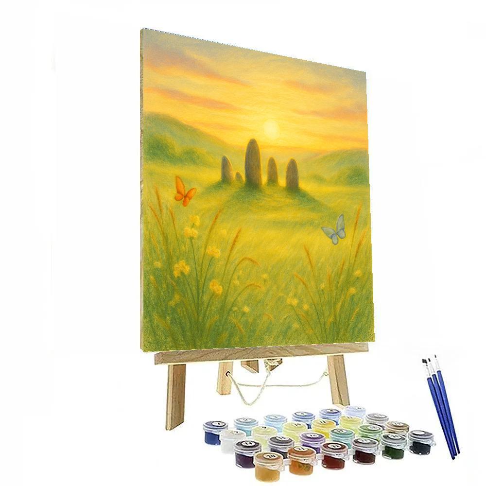 Sunlit Meadow With Stone Circle Painting by numbers kit