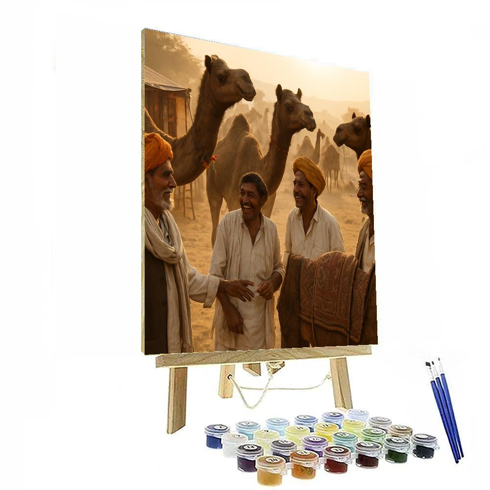 Pushkar Camel Fair Market Morning painting number kit