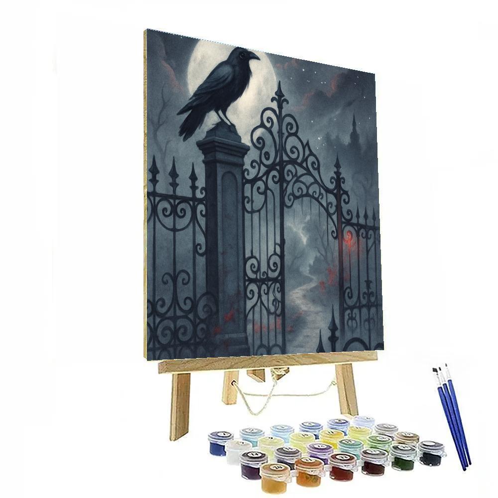 Raven Perch At Twilight Gate paint by numbers