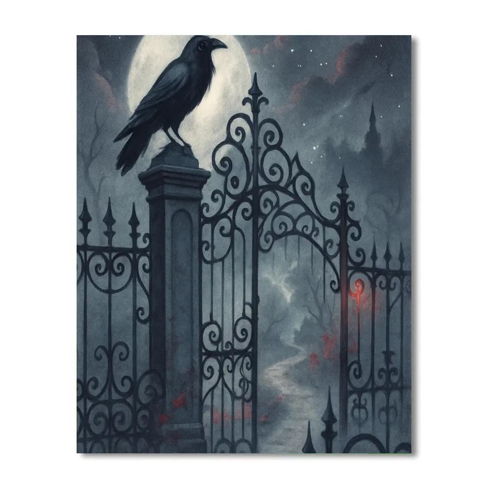 Raven Perch At Twilight Gate paint by numbers