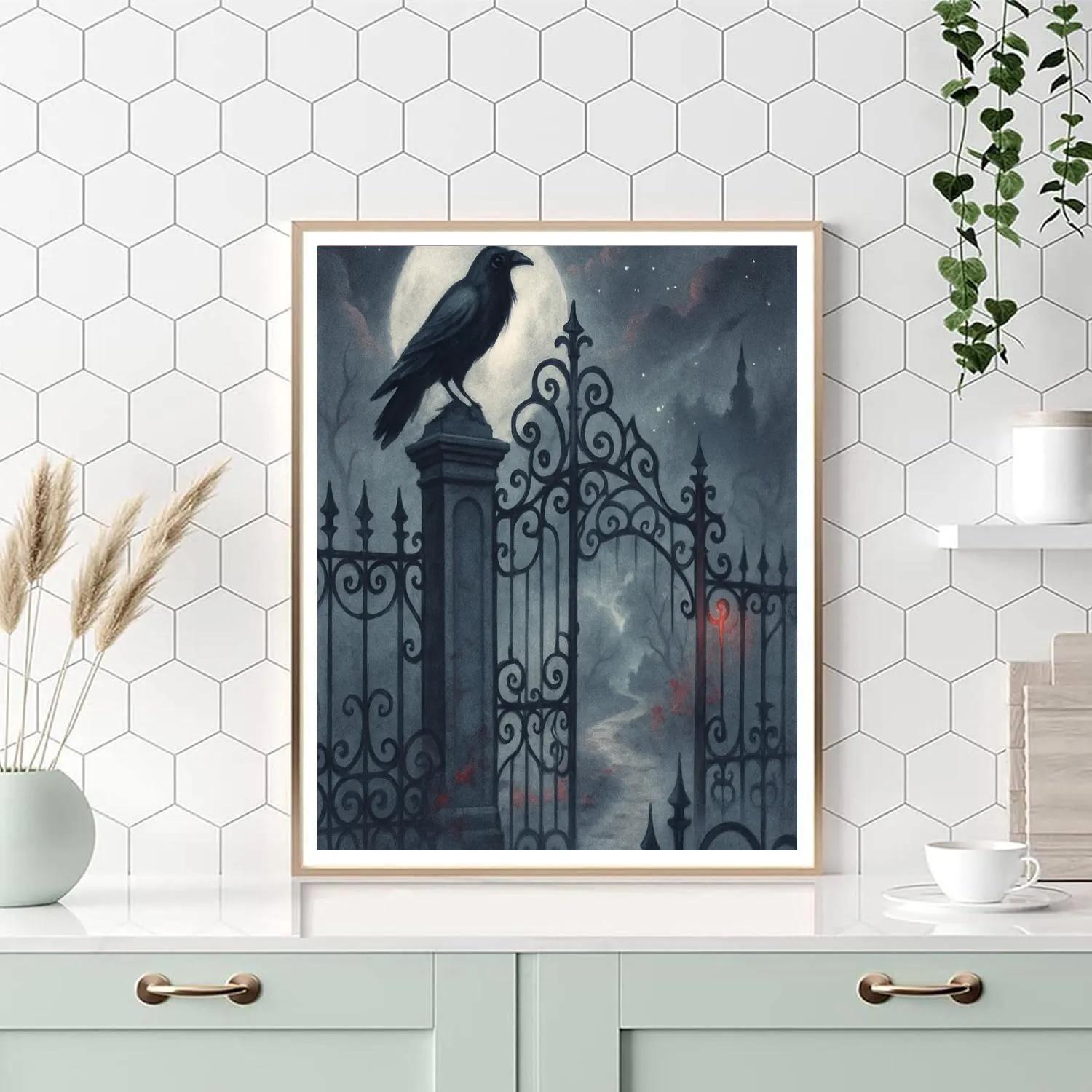 Raven Perch At Twilight Gate paint by numbers
