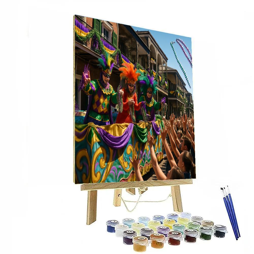 Mardi Gras Bead Toss From Float Paint by numbers kits