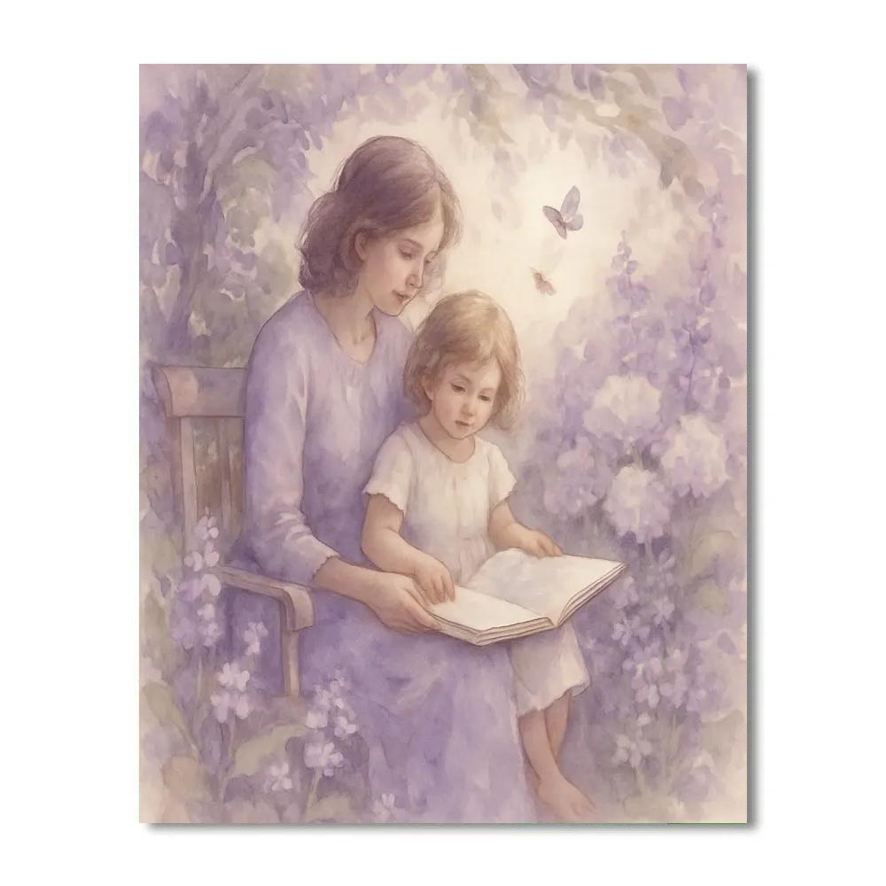 Quiet Garden Reading With Mother paint by numbers