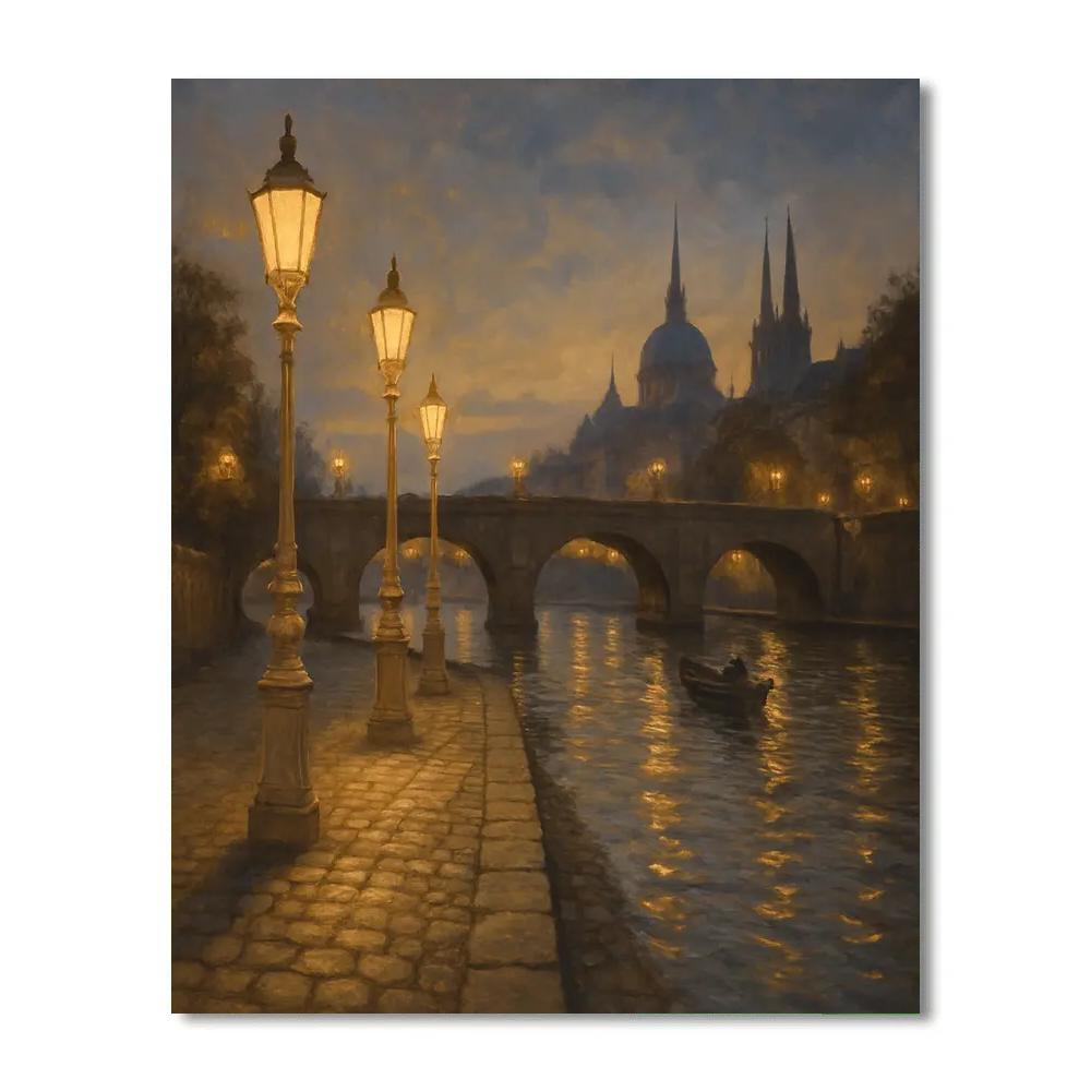 Paris Midnight Seine Glow painting number kit