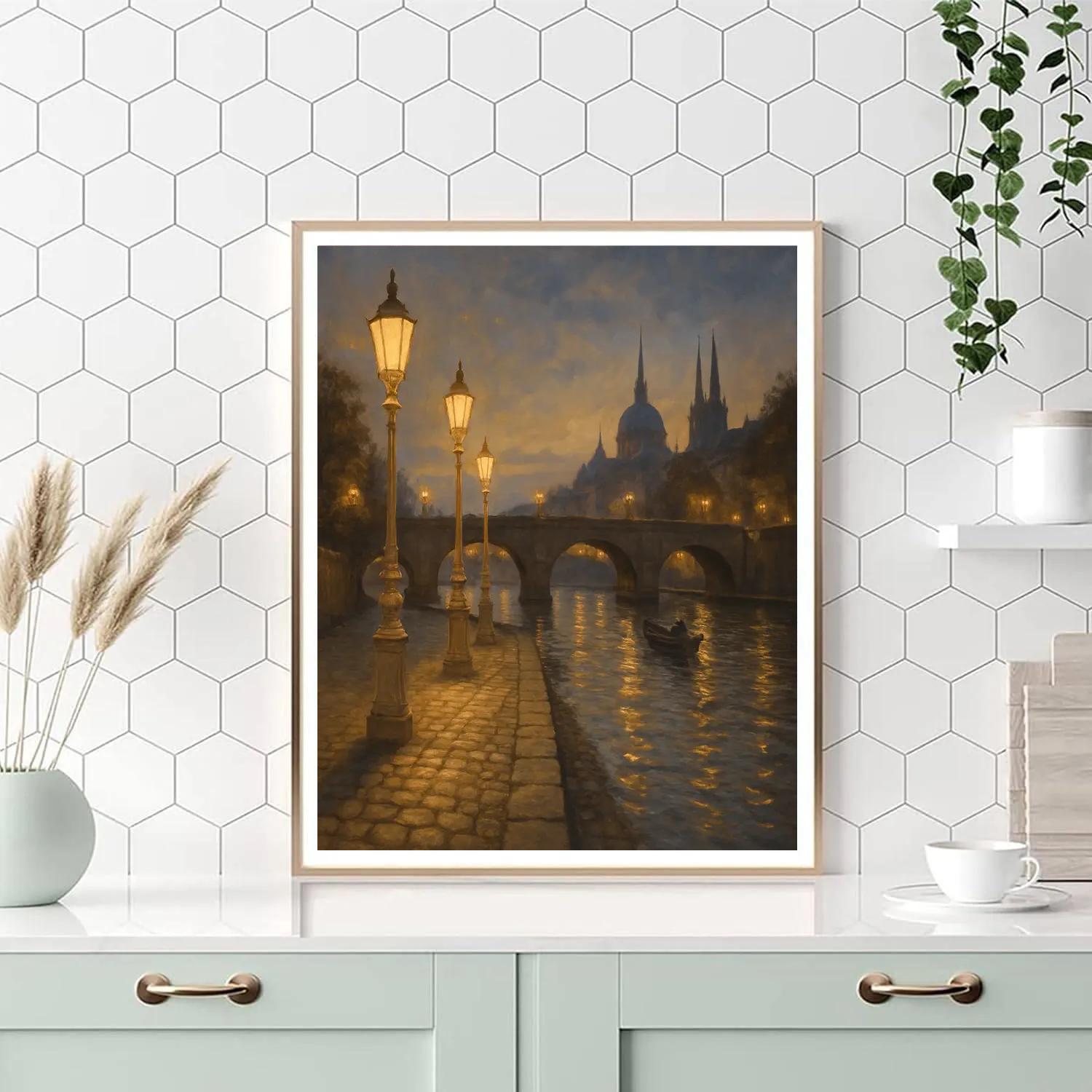 Paris Midnight Seine Glow painting number kit