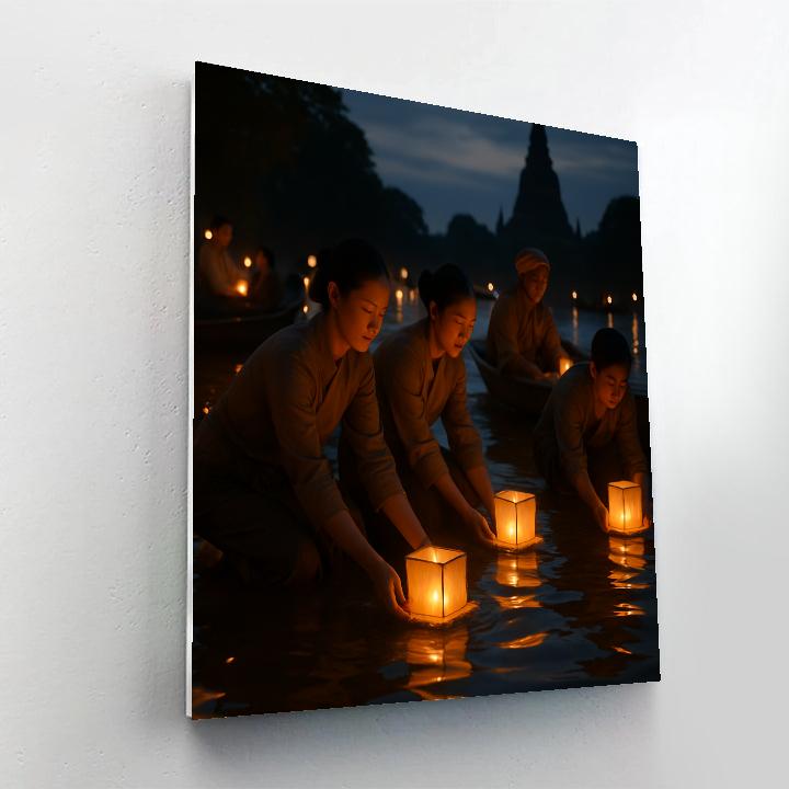 Lantern Release River Ceremony paint by numbers