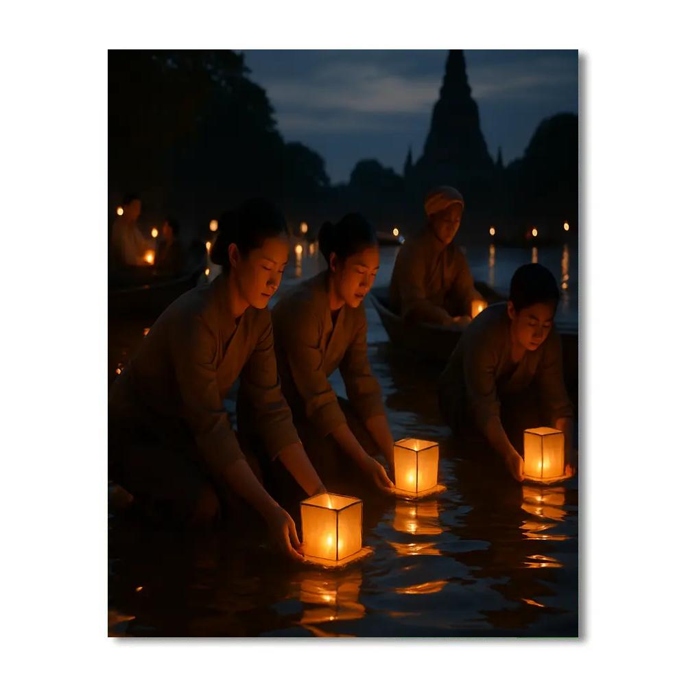 Lantern Release River Ceremony paint by numbers