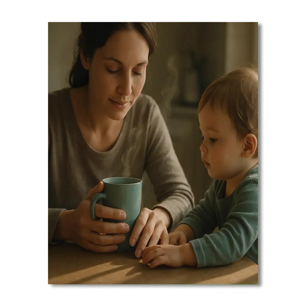 Morning Coffee And Tiny Hand DIY paint by numbers