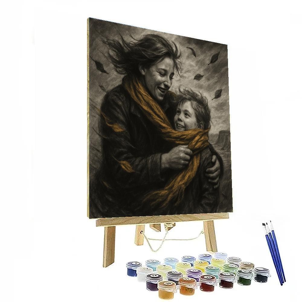 Mother Shielding Child From Wind Paint by numbers kits
