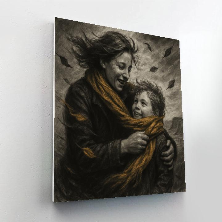 Mother Shielding Child From Wind Paint by numbers kits