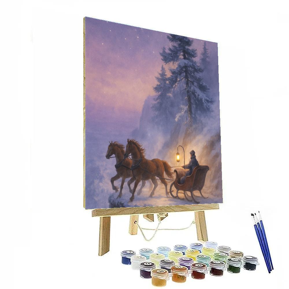 Starlit Sleigh Ride Past Cliffs DIY paint by numbers